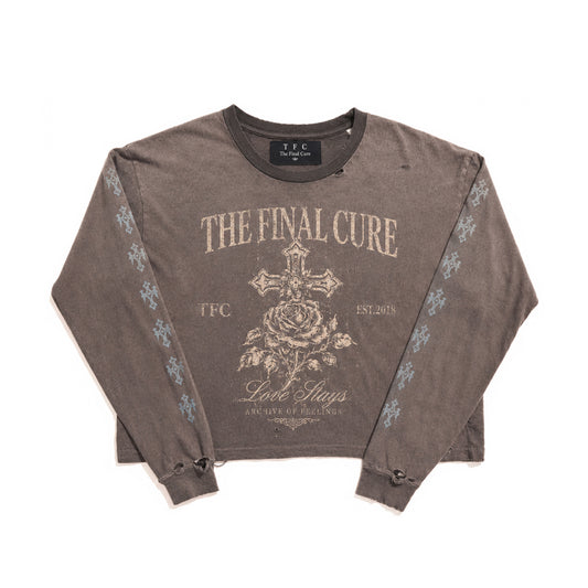 THEFINALCURE. “LOVE STAYS” DISTRESSED LONG SLEEVE